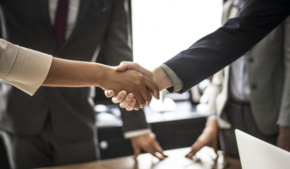 Two partners shaking hands